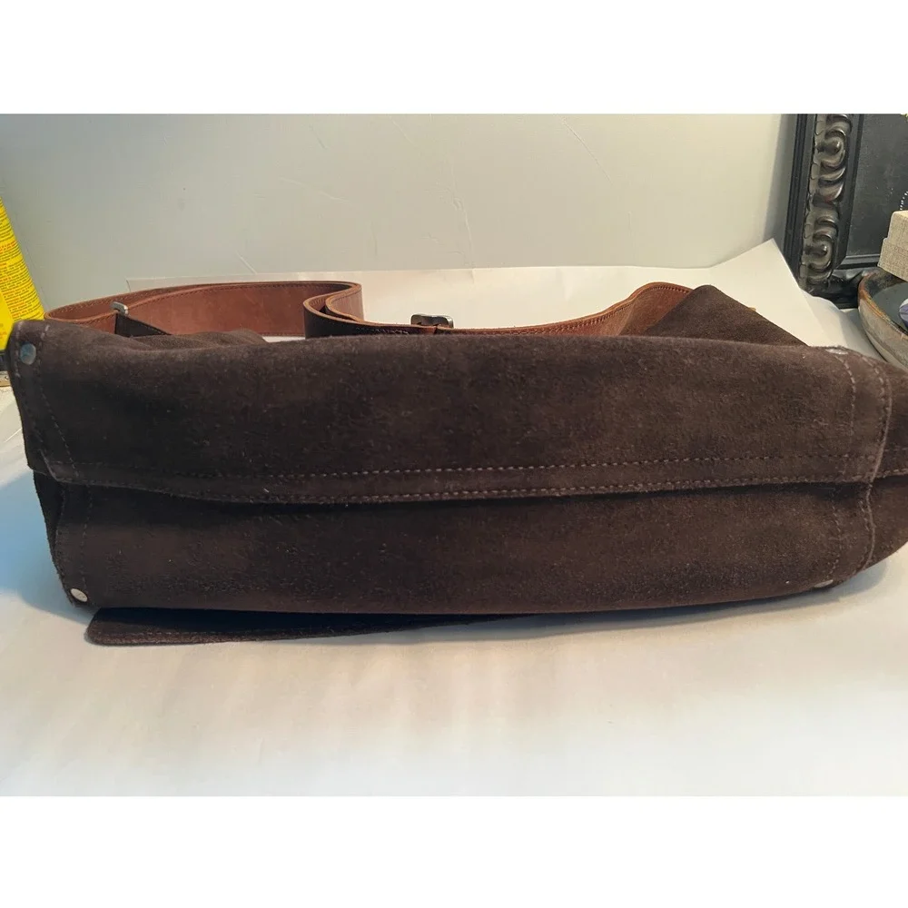Jack‎ Spade Suede Leather Large Messenger Bag Chocolate Brown